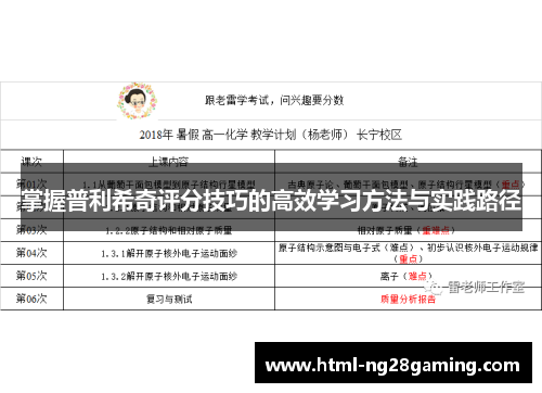 掌握普利希奇评分技巧的高效学习方法与实践路径